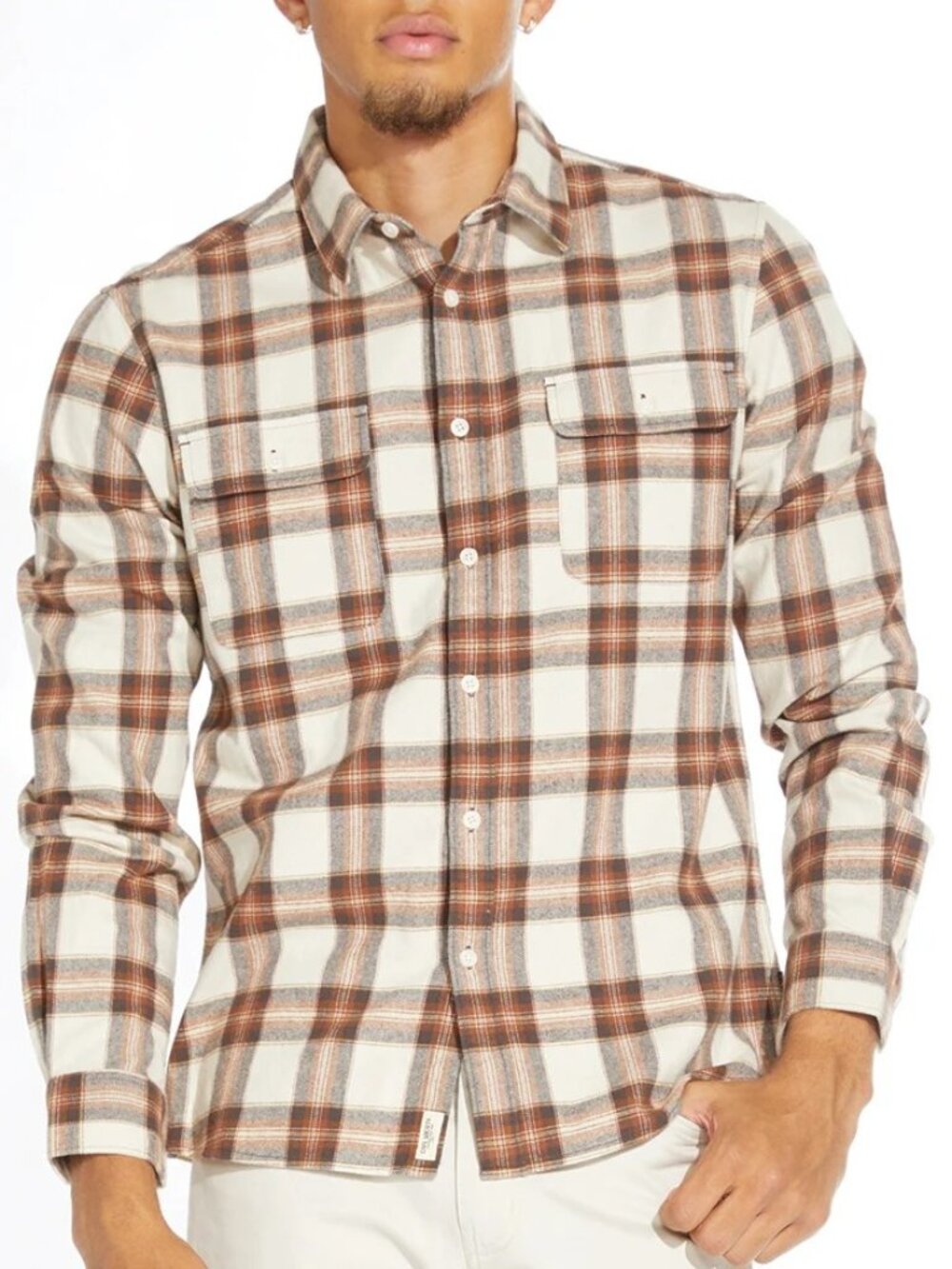 Civil Society Brown & Cream Plaid Flannel Button Up Shirt